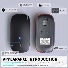 (BUY & GET FREE MOUSE PAD) NEW Original HP W10 Dual Mode Rechargeable Wireless Mouse with Bluetooth and dangle Connectivity Silent Click, Ergonomic Design, Slim, Long Battery Life – Black