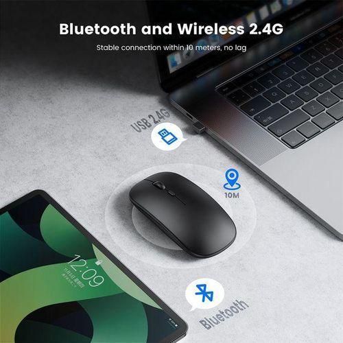 (BUY & GET FREE MOUSE PAD) NEW Original HP W10 Dual Mode Rechargeable Wireless Mouse with Bluetooth and dangle Connectivity Silent Click, Ergonomic Design, Slim, Long Battery Life – Black
