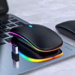 (BUY & GET FREE MOUSE PAD) NEW Original HP W10 Dual Mode Rechargeable Wireless Mouse with Bluetooth and dangle Connectivity Silent Click, Ergonomic Design, Slim, Long Battery Life – Black