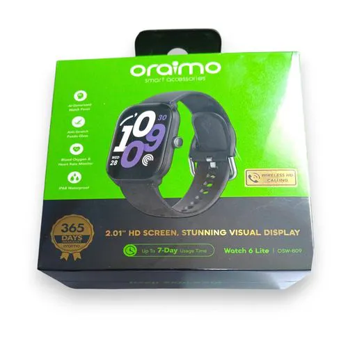 GET THE LATEST BRAND NEW 2026 EDITION Oraimo Watch 6 Lite 2.01” HD Screen Smart Watch 24 Hour Health Monitoring Smartwatch, Wireless Calling, IP68 Waterproof