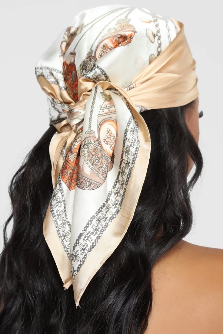SALE ALERT! GOOD QUALITY BEST SELLING CASHEW PATTERN SCARF FOR WOMEN 90*90 CM....ITS VERY FASHIONABLE AND ELAVATES YOUR DAILY WEAR.COMES WITH 2 HEADBANDS BLACK AND WHITE
