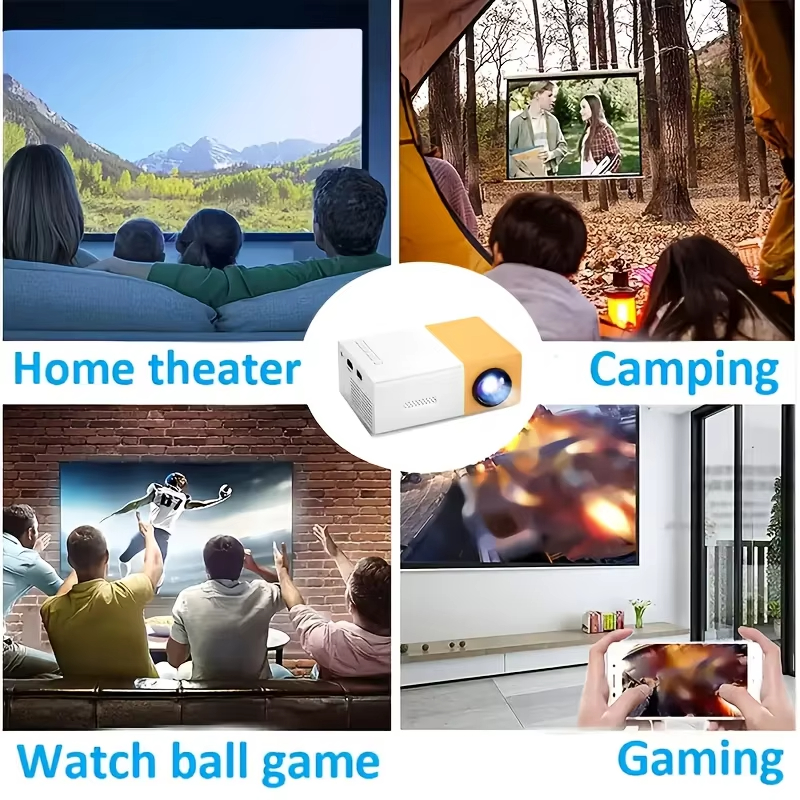Powerful Mini Projector Portable Home Theater Powerful Native Support HDMI USB Connection Small Size for Outdoor Movie Night