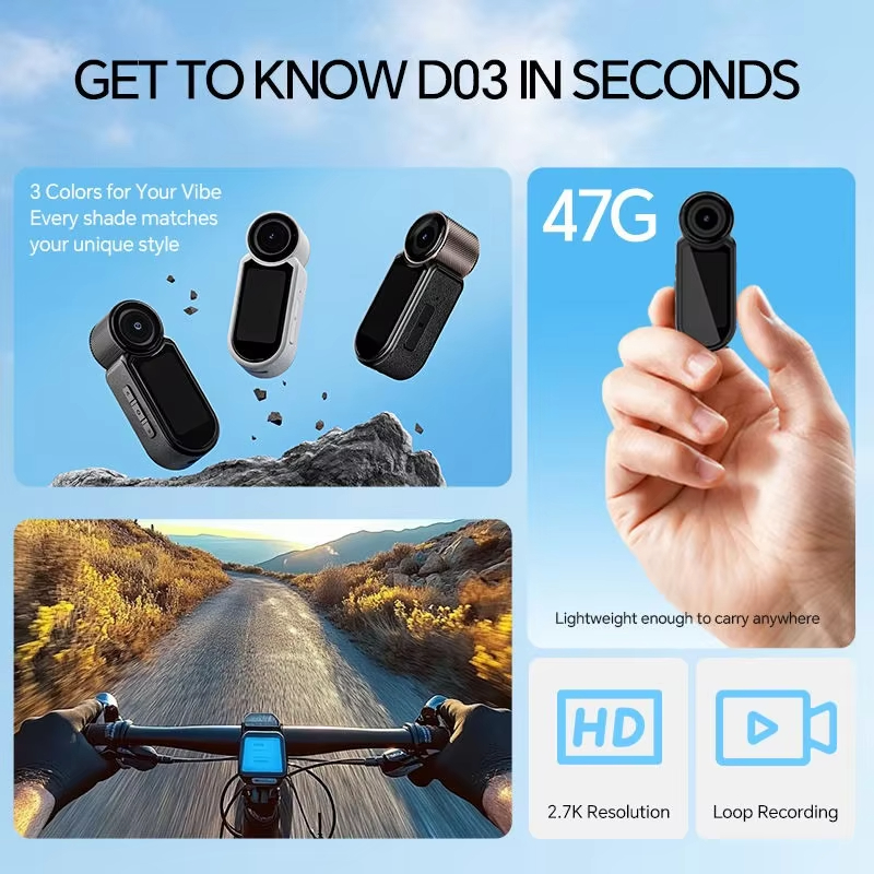 New Action Thumb Camera 2.7k HD Wide Angle Outdoor Cycling Electric Motorcycle Driving Portable Pocket Video Recorder