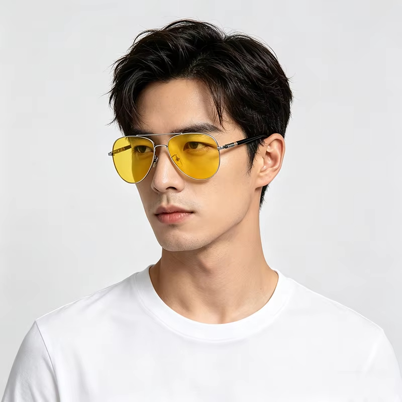 Night Vision Polarized Sunglasses for Men Women Outdoor Sports Driving Fishing Yellow Lens Metal Sun Glasses Eyewear Goggle 2026