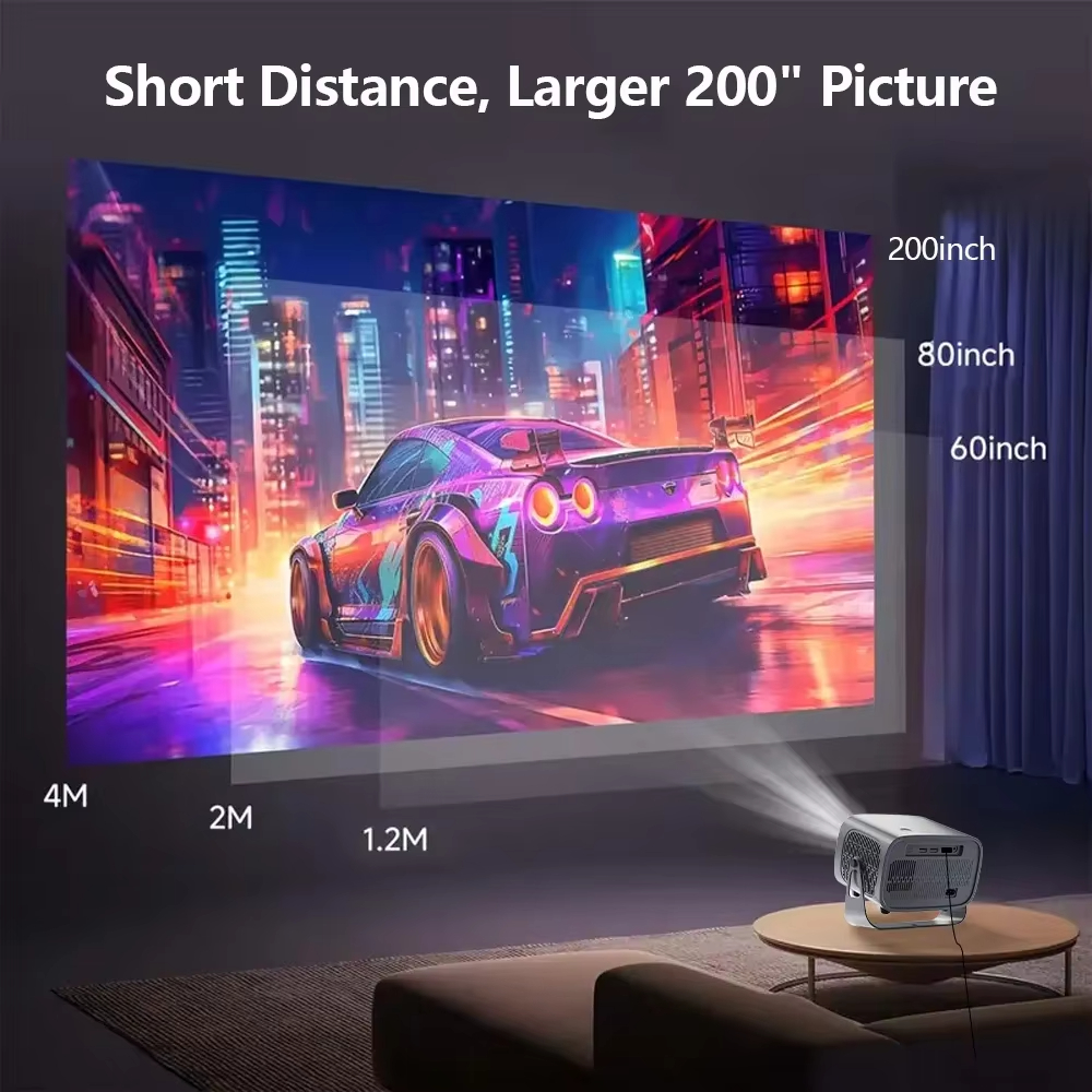 2026 A10 Smart Home theater projectors with WiFi 6 & BT Auto Vertical Keystone Portable 4k Projector for Home Office Outdoor