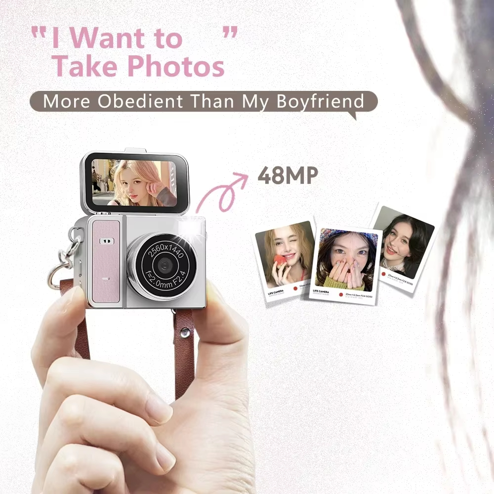 S162 2K Mini Digital Camera 180° Flip Screen 1.47" IPS Screen 48MP Ultra Light Portable Vlog Camera for Daily Life