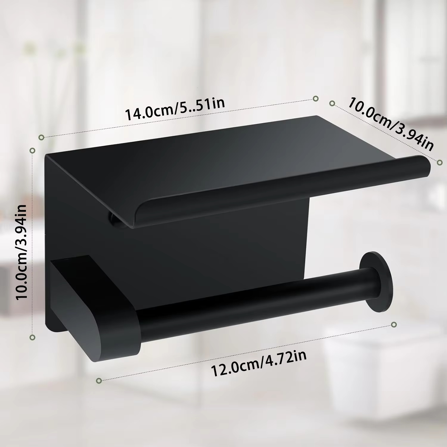 Adhesive Toilet Paper Holder Stainless Steel With Storage Shelf Toilet Paper Towel Holder Wall-mount Bathroom Storage Organizer