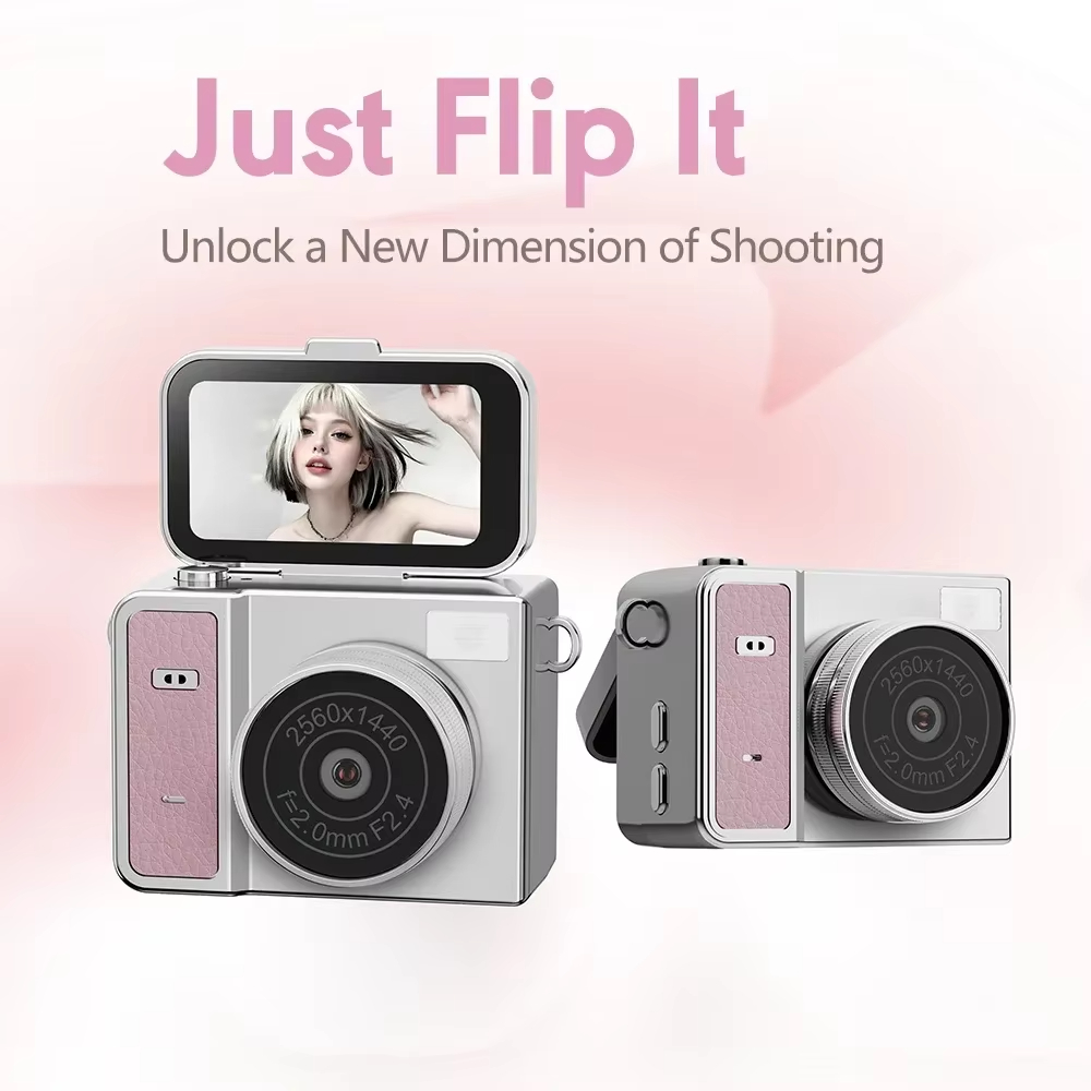 S162 2K Mini Digital Camera 180° Flip Screen 1.47" IPS Screen 48MP Ultra Light Portable Vlog Camera for Daily Life