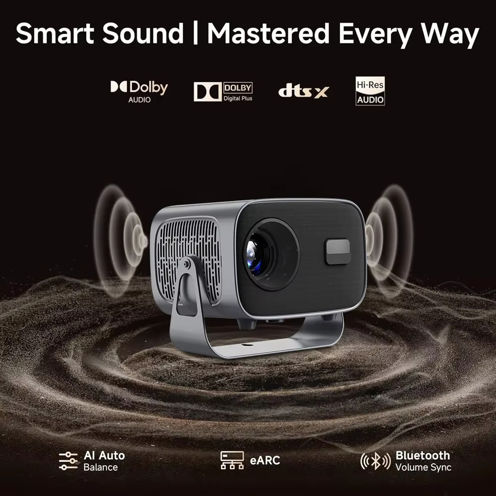 2026 A10 Smart Home theater projectors with WiFi 6 & BT Auto Vertical Keystone Portable 4k Projector for Home Office Outdoor