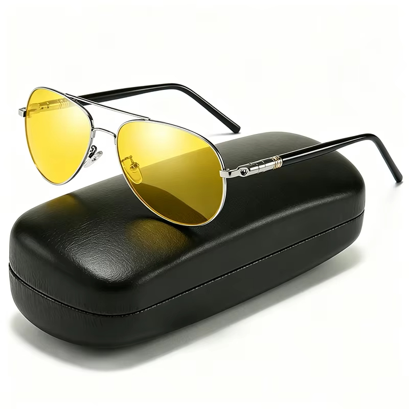 Night Vision Polarized Sunglasses for Men Women Outdoor Sports Driving Fishing Yellow Lens Metal Sun Glasses Eyewear Goggle 2026