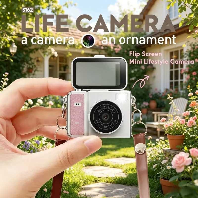 S162 2K Mini Digital Camera 180° Flip Screen 1.47" IPS Screen 48MP Ultra Light Portable Vlog Camera for Daily Life