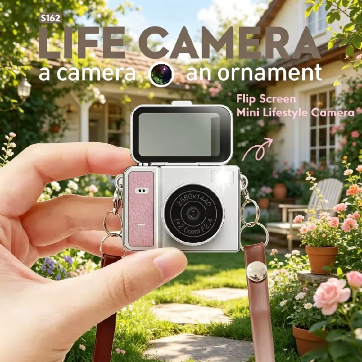 S162 2K Mini Digital Camera 180° Flip Screen 1.47" IPS Screen 48MP Ultra Light Portable Vlog Camera for Daily Life