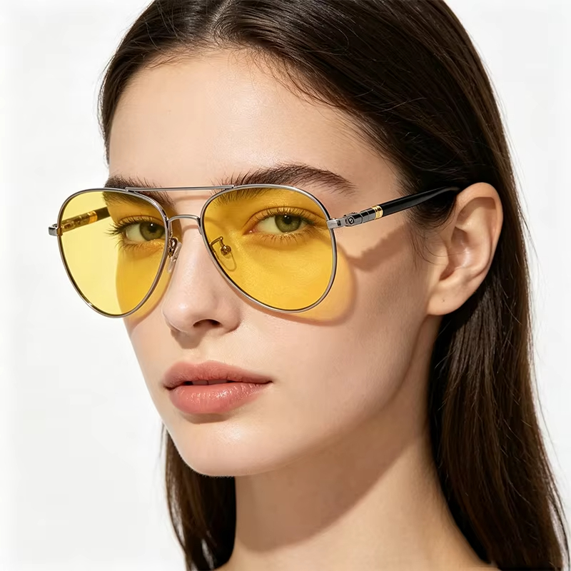 Night Vision Polarized Sunglasses for Men Women Outdoor Sports Driving Fishing Yellow Lens Metal Sun Glasses Eyewear Goggle 2026