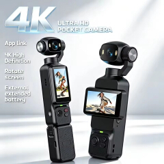 New 4K Handheld Gimbal Action Camera HD 180 Rotatable Lens Anti Shake Pocket Vlog Camera with Fill Light For Outdoor Sports