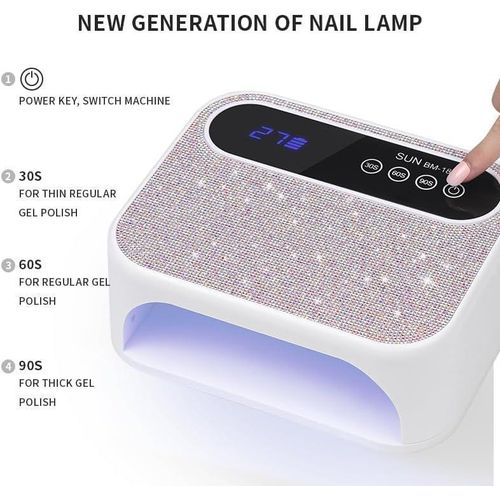 288w 2in1 led uv nail curing lamp with 72led lights 💥hard gel curing💥smart double speed curing💥smart sensor💥smart digital display view 6