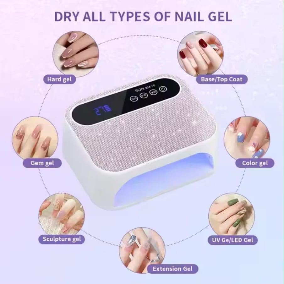 288w 2in1 led uv nail curing lamp with 72led lights 💥hard gel curing💥smart double speed curing💥smart sensor💥smart digital display