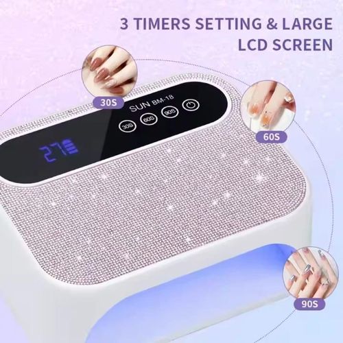 288w 2in1 led uv nail curing lamp with 72led lights 💥hard gel curing💥smart double speed curing💥smart sensor💥smart digital display view 2