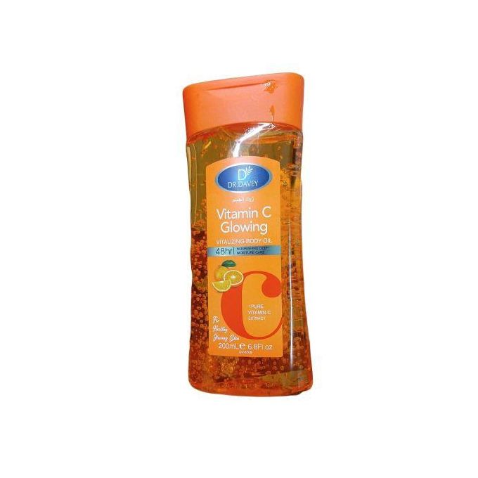 Dr. Davey Vitamin C Glowing Body Oil - 200ml, All Skin Types, Deep Hydration, Sweet Orange Scent