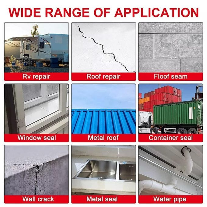 High Polymer Butyl Rubber Waterproof Tape - 5cm x 10m Leak Repair Tape for Roof, Pipe & Window