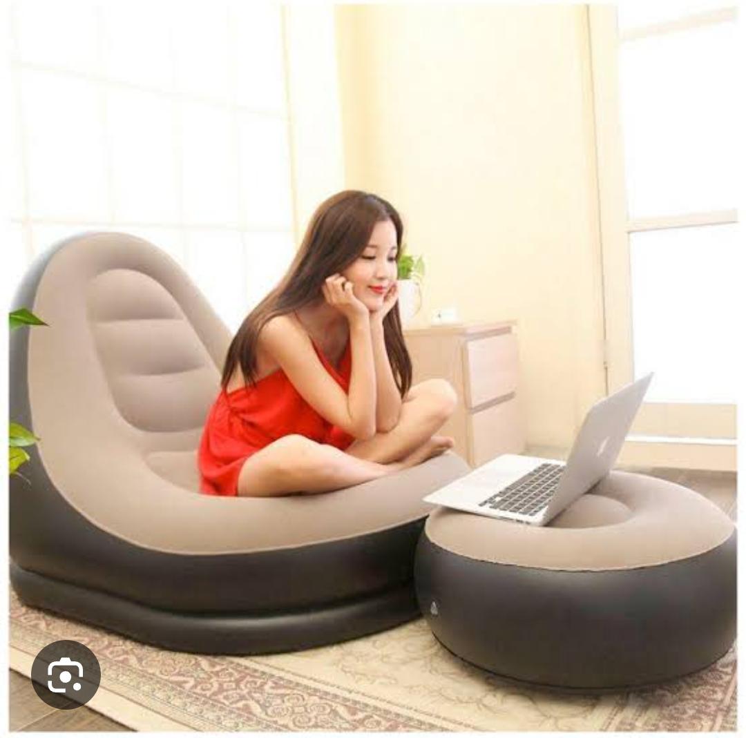 2in1 inflatable sofa with foot rest stool and manual pump