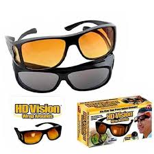 2-Piece HD Vision Day & Night Wrap-Around Sunglasses - Fit-Over Design for Prescription Glasses, Anti-Glare Polarized Lenses for Driving