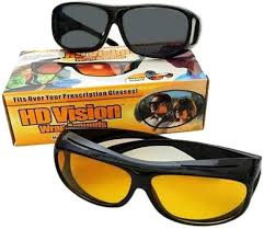2-Piece HD Vision Day & Night Wrap-Around Sunglasses - Fit-Over Design for Prescription Glasses, Anti-Glare Polarized Lenses for Driving
