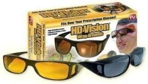 2-Piece HD Vision Day & Night Wrap-Around Sunglasses - Fit-Over Design for Prescription Glasses, Anti-Glare Polarized Lenses for Driving