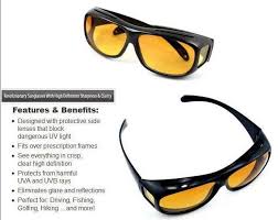 2-Piece HD Vision Day & Night Wrap-Around Sunglasses - Fit-Over Design for Prescription Glasses, Anti-Glare Polarized Lenses for Driving
