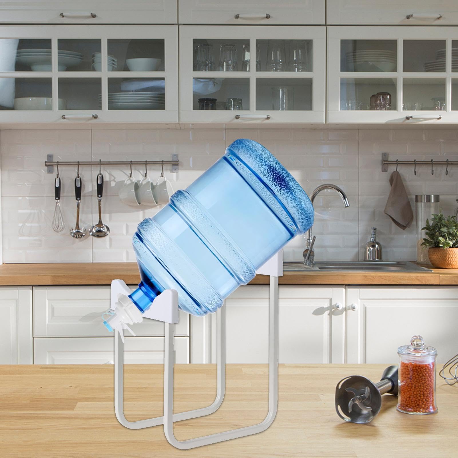 On offer Water Dispenser Bucket Storage Rack with Tap Cork Heavy Duty Water Bottle Stand Space Saving Organizer Leakproof Faucet Easy Install Home Kitchen Office Water Holder!