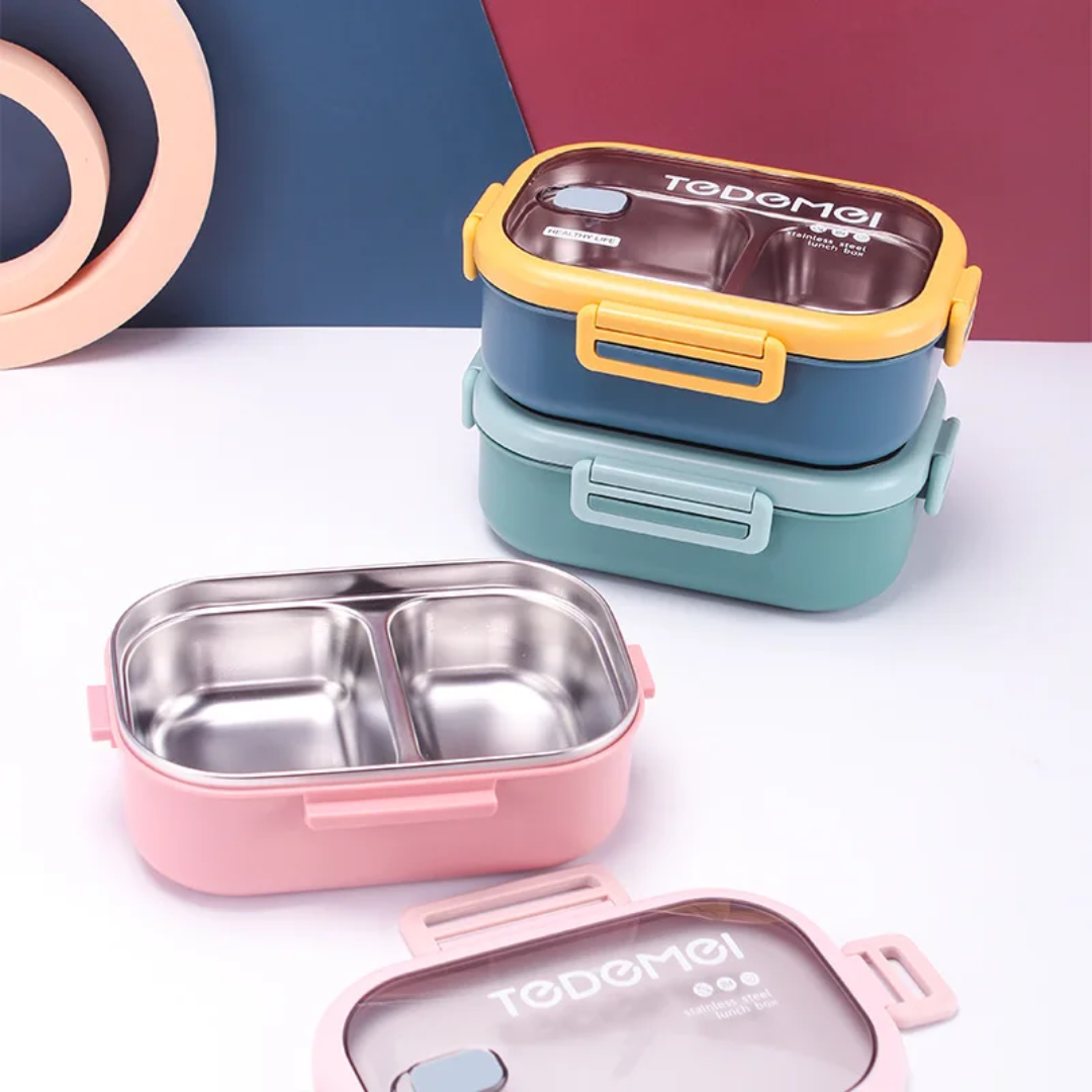 2 compartments plastic bento box reusable pp plastic Tiffin box kids lunch box leak proof BPA free