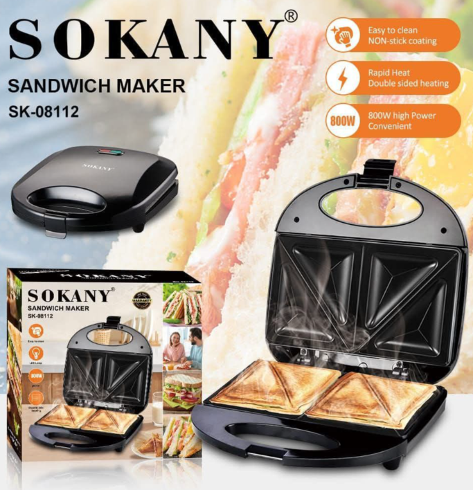 Sokany Sandwich Maker 2-Slice Non-Stick