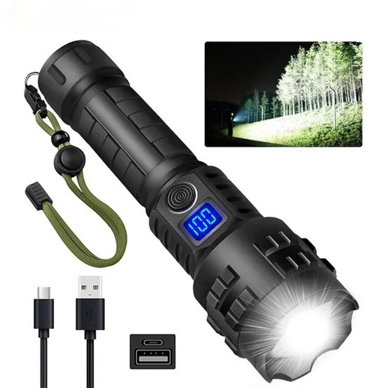 Aluminum LED Flashlight - 500M Long Range Waterproof Torch