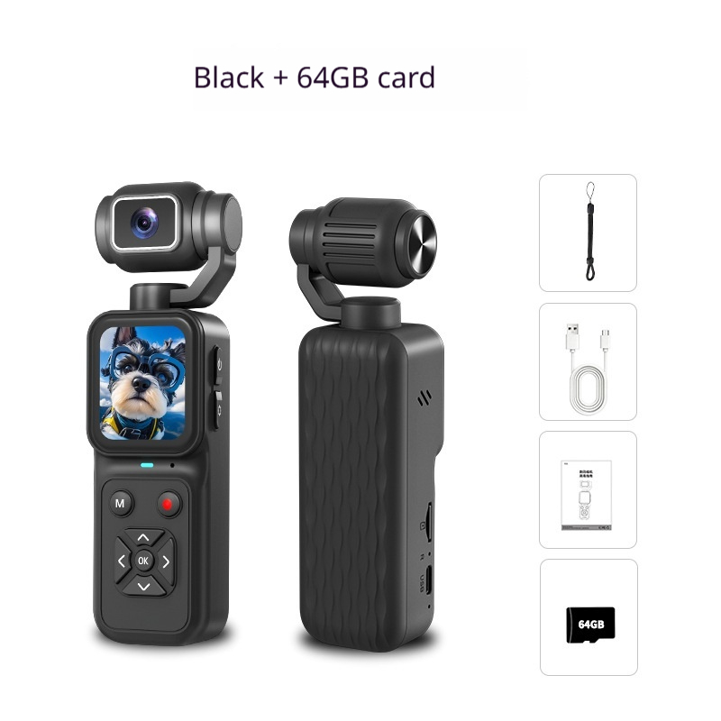 4K HD Pocket Handheld Camera,180° Rotatable Lens Mini Vlog Camera,EIS Anti‑Shake Portable Digital Video Camera for Travel Outdoor