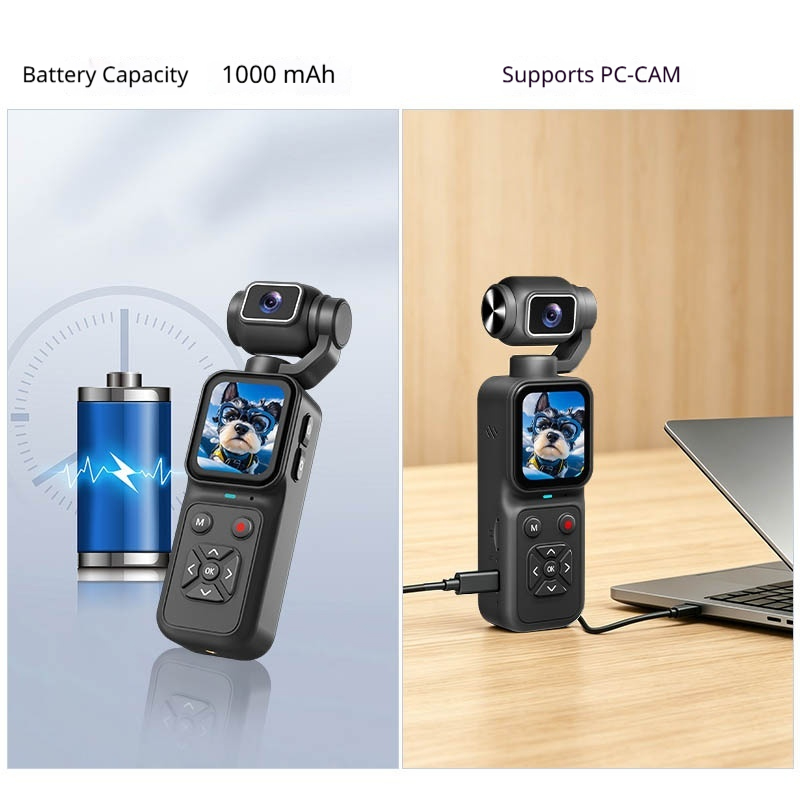 4K HD Pocket Handheld Camera,180° Rotatable Lens Mini Vlog Camera,EIS Anti‑Shake Portable Digital Video Camera for Travel Outdoor