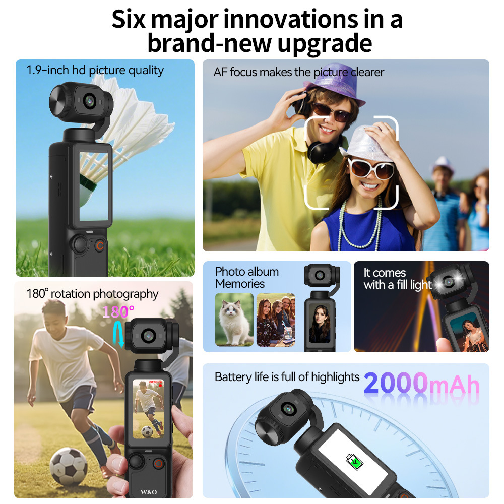 1080P HD Portable Pocket Camera Mini Digital Video Camera,1.9‑Inch Screen Action Camera for Riding Travel Outdoor Recording