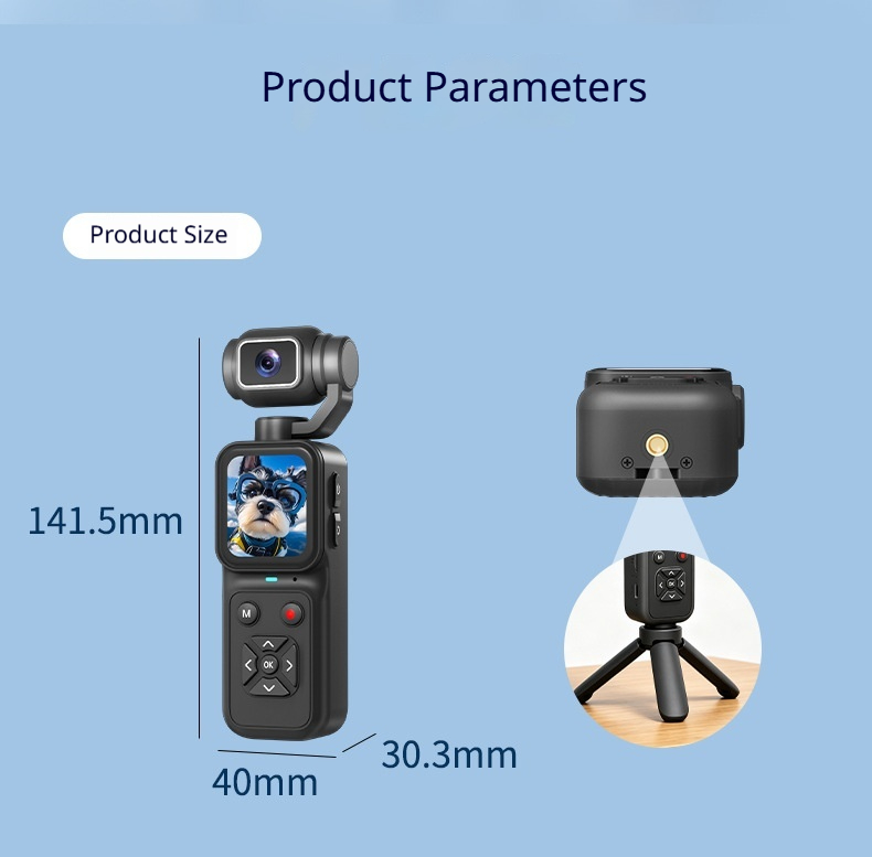 4K HD Pocket Handheld Camera,180° Rotatable Lens Mini Vlog Camera,EIS Anti‑Shake Portable Digital Video Camera for Travel Outdoor