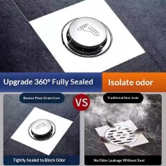 Foot-press Floor Drain Deodorizer Core, Universal Sewer Anti-odor and Insect-proof Seal Cover, One-second Installation for Toilet/Bathroom