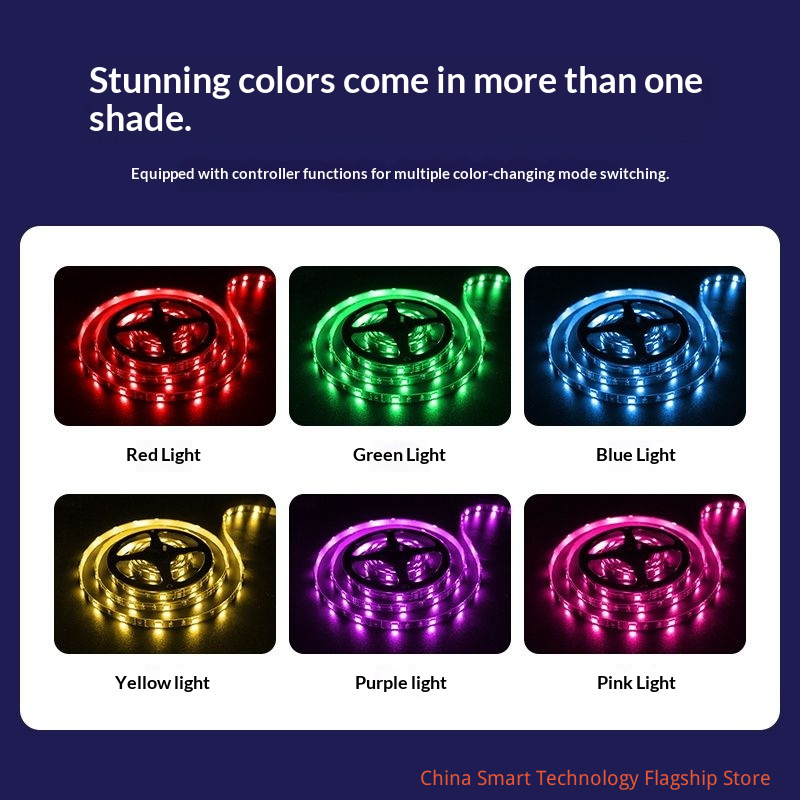 【 Bluetooth APP Version 】 USB interface intelligent APP controls RGB LED light strip, 5V low-voltage self-adhesive, game table music synchronous color changing light strip, TV backlight,