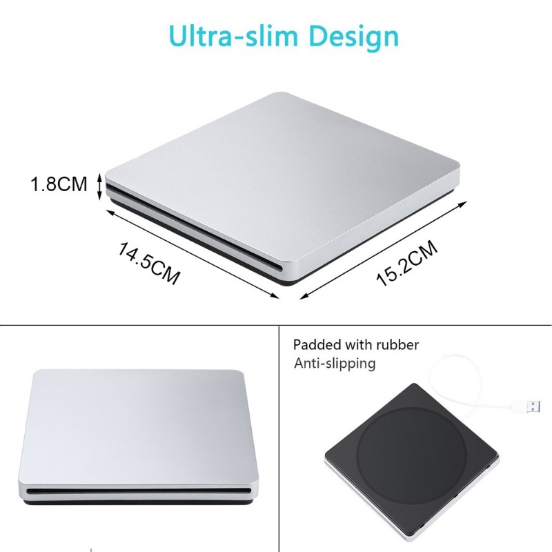 USB 3.0 External Slot-in DVD Drive, Portable CD/DVD +/-RW Burner for Laptop, Desktop & Mac, Plug and Play