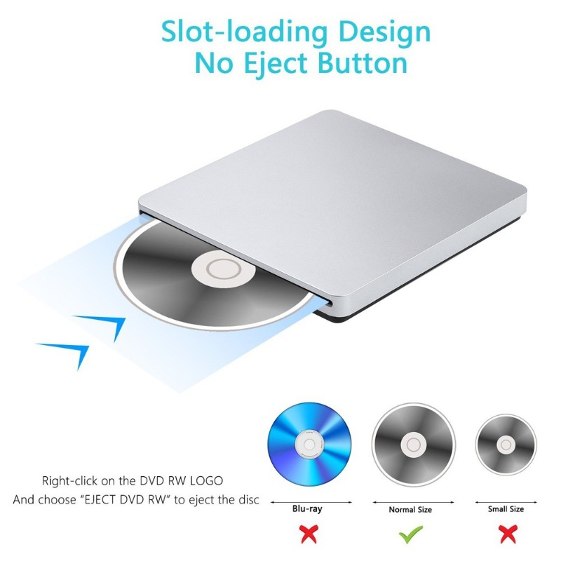 USB 3.0 External Slot-in DVD Drive, Portable CD/DVD +/-RW Burner for Laptop, Desktop & Mac, Plug and Play