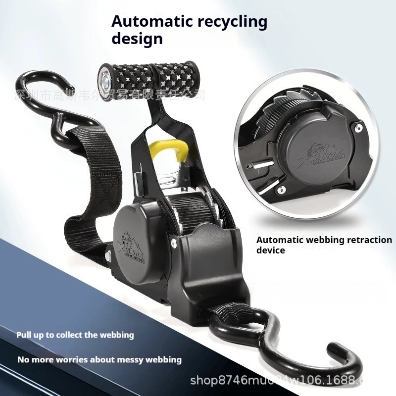 Auto Retractable Ratchet Tie Down Straps, High Tensile Polyester Cargo Lashing Straps with 680KG Break Strength, Quick Retraction for Truck, ATV, Trailer