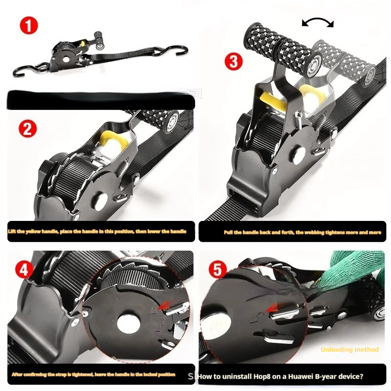 Auto Retractable Ratchet Tie Down Straps, High Tensile Polyester Cargo Lashing Straps with 680KG Break Strength, Quick Retraction for Truck, ATV, Trailer