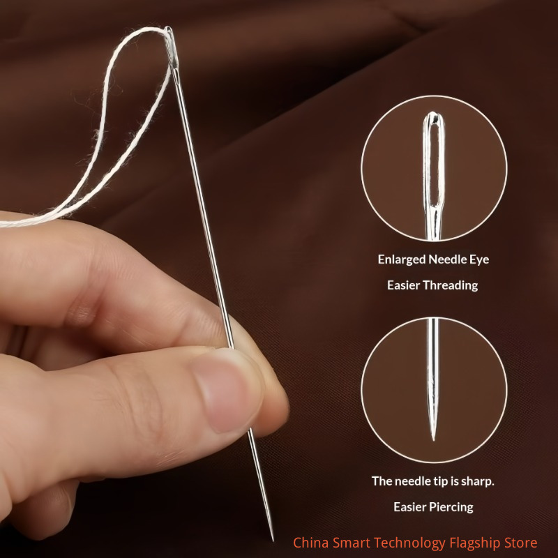 41Pcs Household Large Eye Steel Needle Sewing Kit, Hand Sewing Needle & Thread Set for the Elderly, with Polyester Sewing Thread, Needle Threader, Thimble, Seam Ripper, Full Set for Clothes Mending