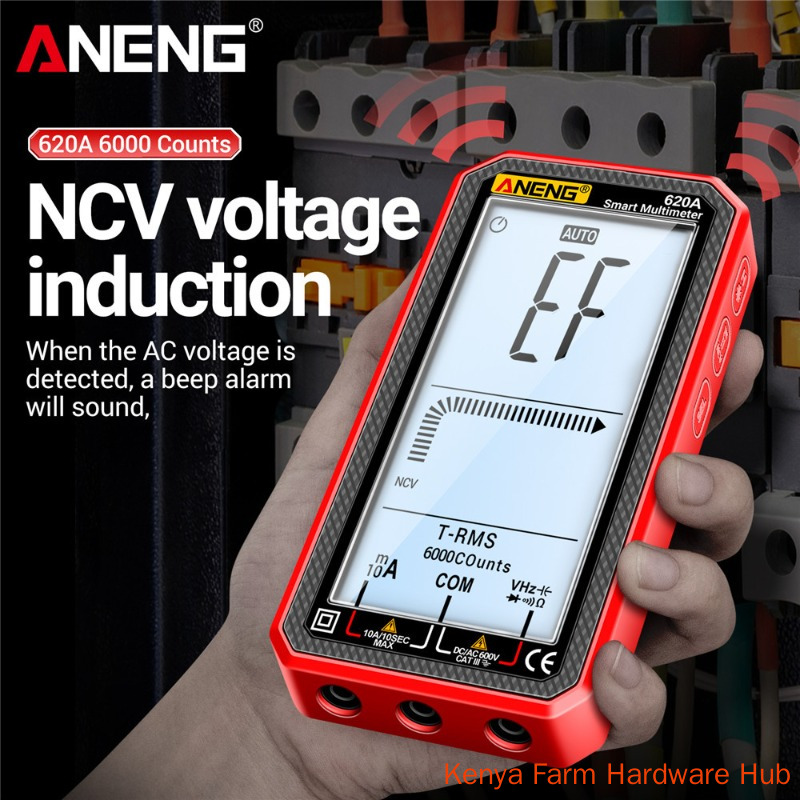 ANENG 620A Full Screen Smart Digital Multimeter, 6000 Counts Auto-identifying NCV Temperature Capacitance Multi-function Electrician Maintenance Meter