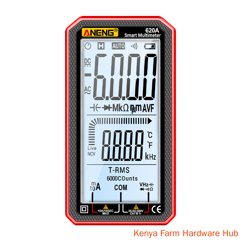 ANENG 620A Full Screen Smart Digital Multimeter, 6000 Counts Auto-identifying NCV Temperature Capacitance Multi-function Electrician Maintenance Meter