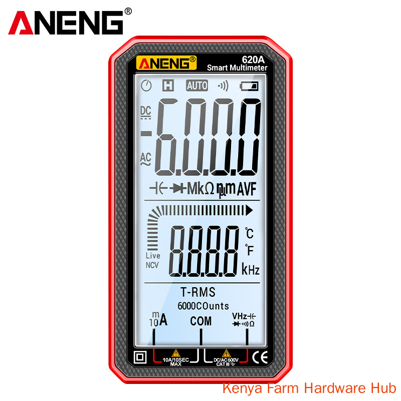 ANENG 620A Full Screen Smart Digital Multimeter, 6000 Counts Auto-identifying NCV Temperature Capacitance Multi-function Electrician Maintenance Meter