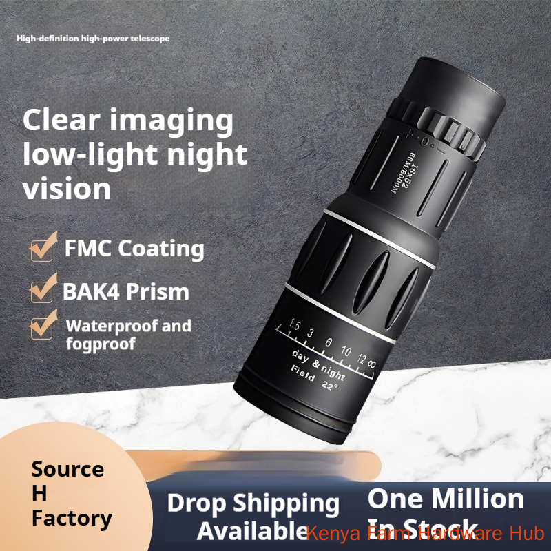 16x52 High Power HD Monocular Telescope, BAK4 Prism FMC Full Coating Low Light Night Vision Waterproof Fog-proof, Portable Scope for Hiking Bird Watching Concert Phone Photography