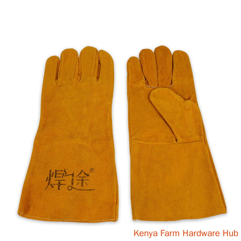 Welding cowhide gloves are wear-resistant, elongated, two-layer soft, heat-resistant, labor protection, and welding protection special welding gloves