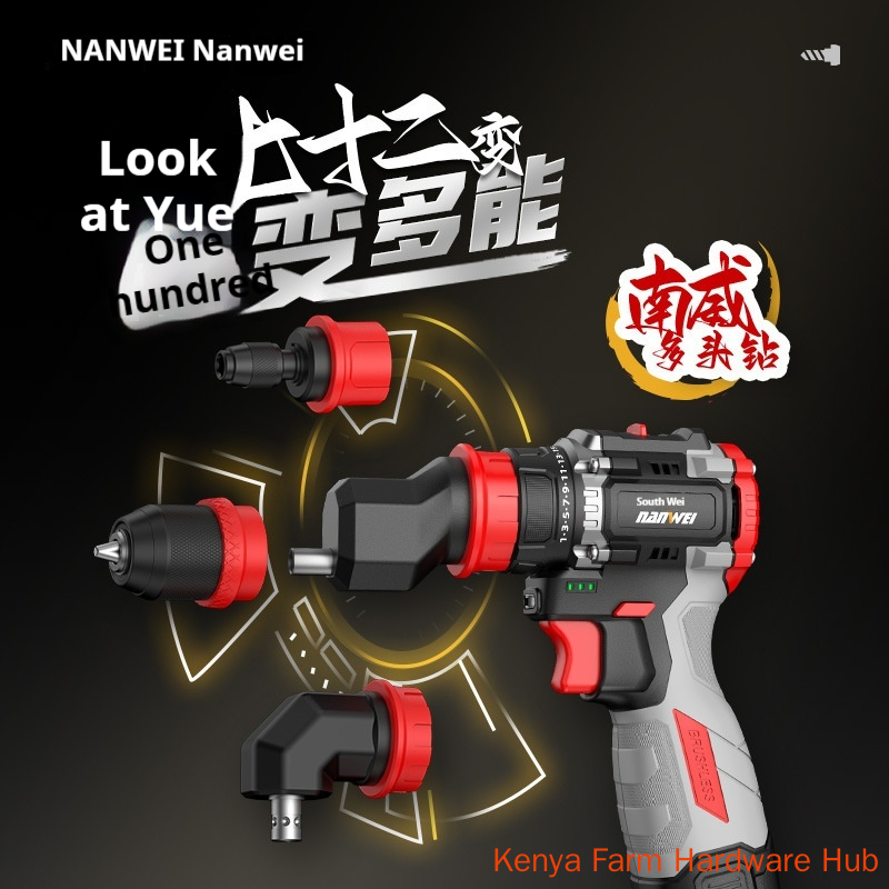 NANWEI Brushless Multi-function Cordless Drill, One-click Quick-change Head One Machine for Multiple Uses, Rechargeable Electric Screwdriver Driver, Household Decoration Drilling & Screwing Power Tool