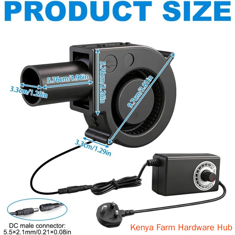Blower Fan 12V, 97mm x33mm TurbineBlower, AC 220V Powered Centrifugal Fan Blower with Adjustable Speed Controller, Cooling Centrifugal Air BlowerFan, BBQ TurboFan for Grill, Heaters, Picnic